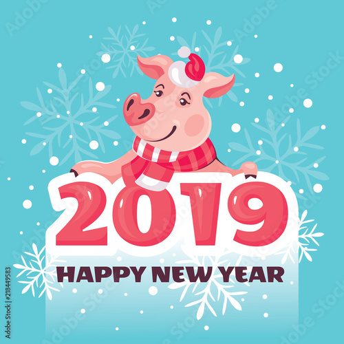2019 Year of the Pig greeting card