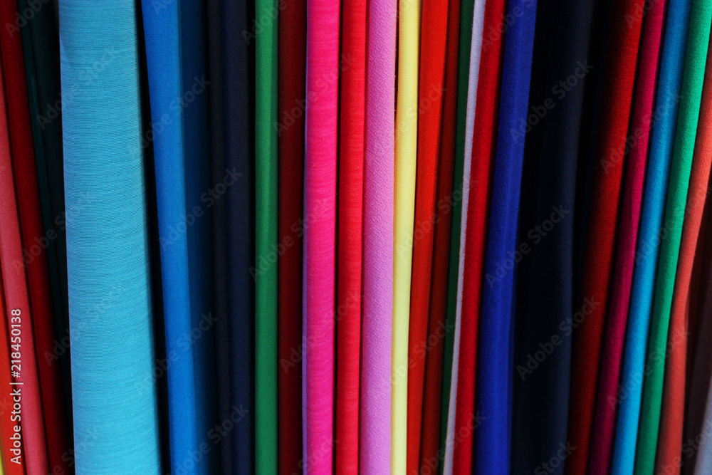 fabrics of different colors in shop