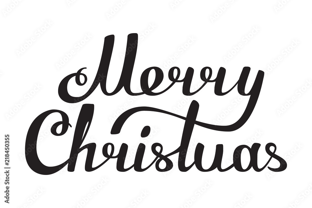 Merry Christmas hand made lettering black white