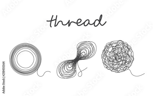 Thread ball and ravel logo set icon