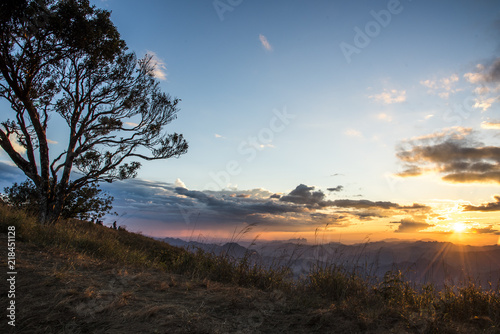 Sunset view on top Mon Tulay Mountain, Tak province, Thailand photo