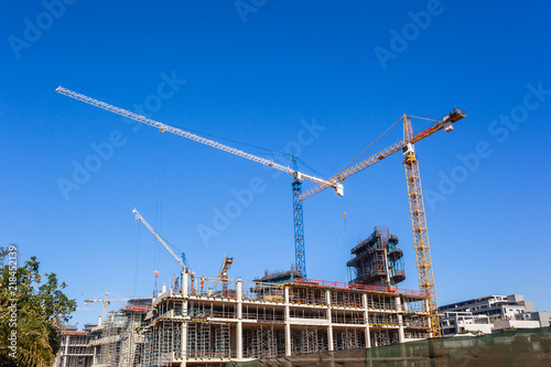 Construction Building Cranes Sky Landscape