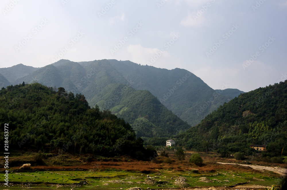View of Mountains and Fields