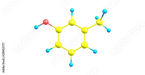 meta-Cresol or 3-methylphenol molecular structure isolated on white photo