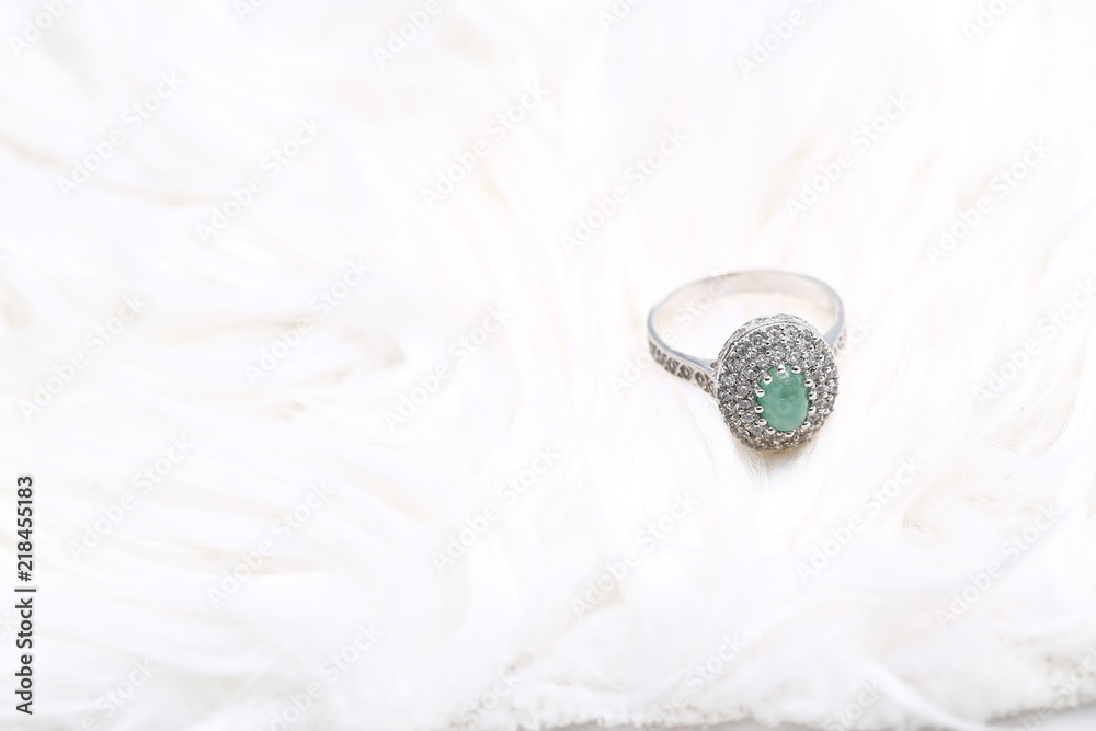 Jade on diamond ring