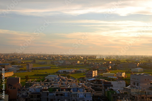 Landscape of a country at sunset in Homei, Changhu, Taiwan