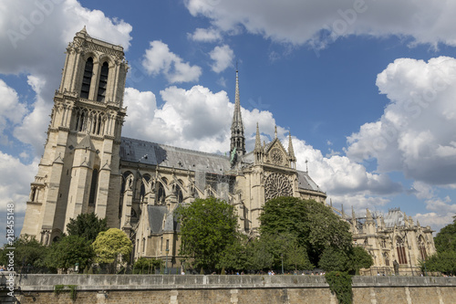 Notre Dame Cathedral building on the sky background