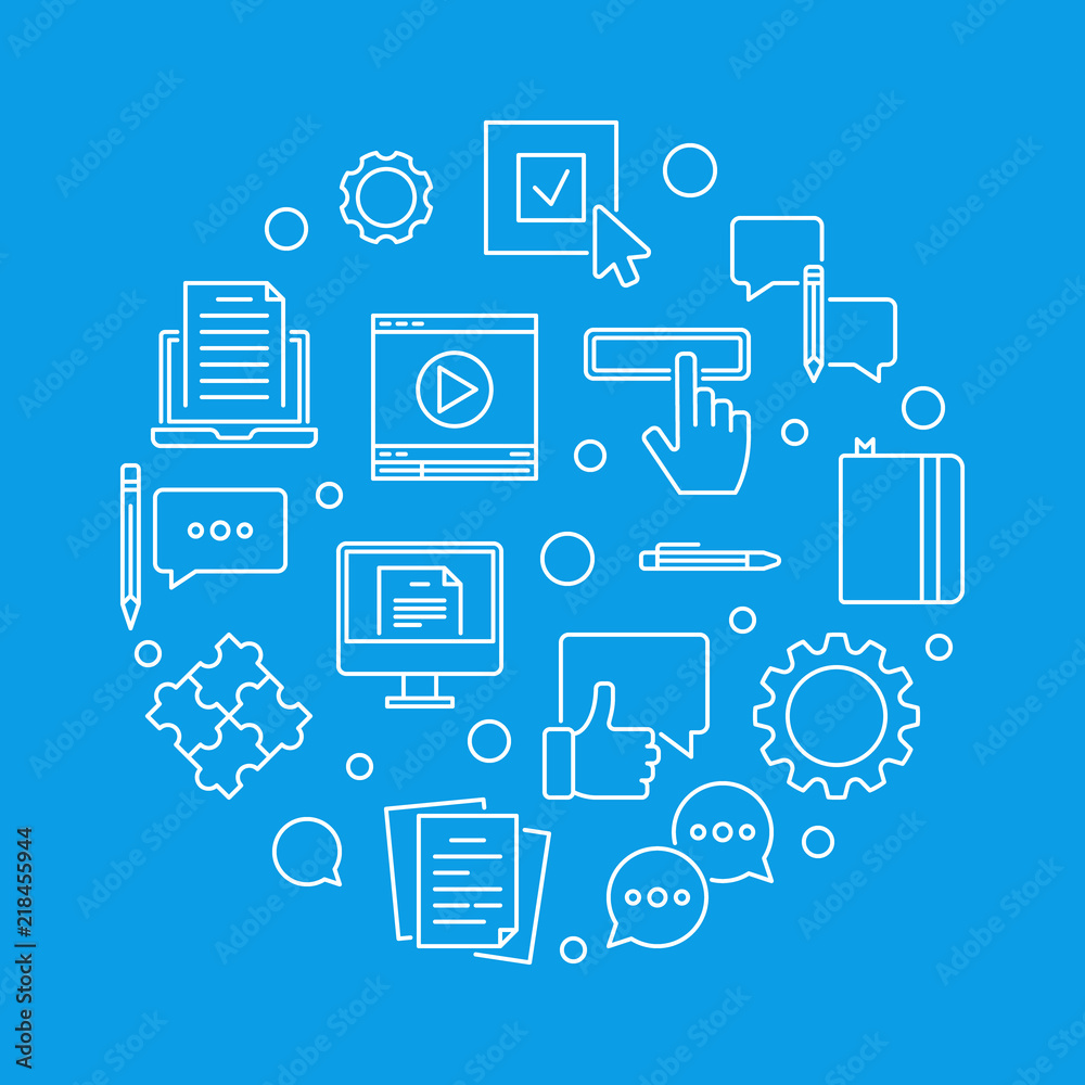 Fototapeta premium Content round vector thin line illustration