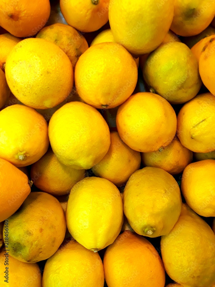 Closeup shot of lemons as background