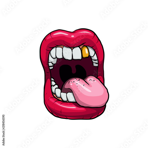 Open mouth with tongue.vector illustration