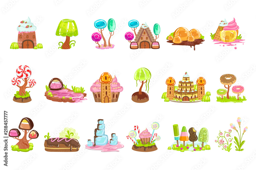 Fototapeta premium Fairy-tale Landscape Elements Made Of Sweets And Pastry