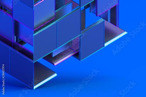 Fototapeta Naklejka Na Ścianę i Meble -  Abstract 3d rendering of geometric shapes. Composition with squares. Cube design. Modern background for poster, cover, branding, banner, placard.