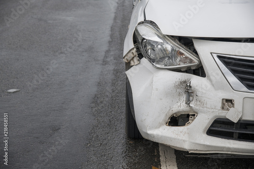 Front of car get damaged by accident
