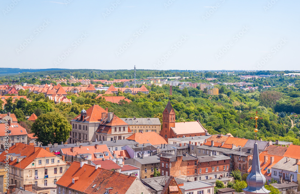 Fototapeta Aerial view. Old town in Chelmno, Poland