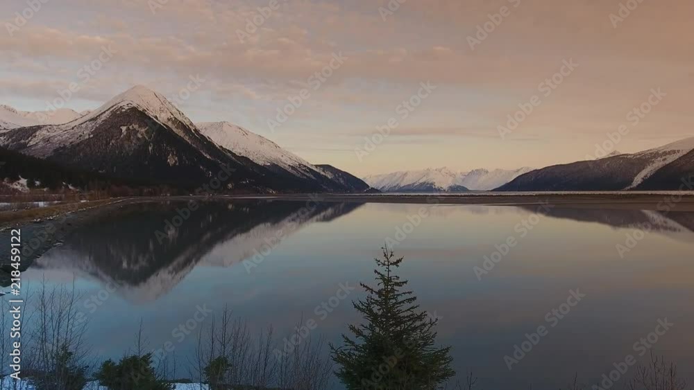 Aerial view of Anchorage . Alaska . in the winter time. Snow and frozen lake. Aerial view of Anchorage . Alaska . in the winter time. Snow and frozen lake.