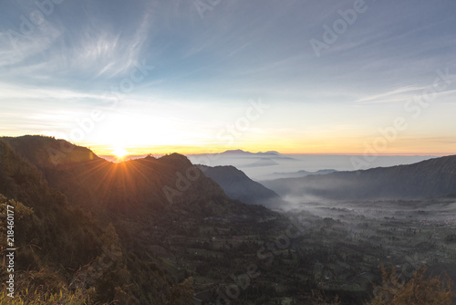 Sunrise at Mount Bromo, is an active volcano and part of the Tengger massif, in East Java, Indonesia © Eak Ekkachai