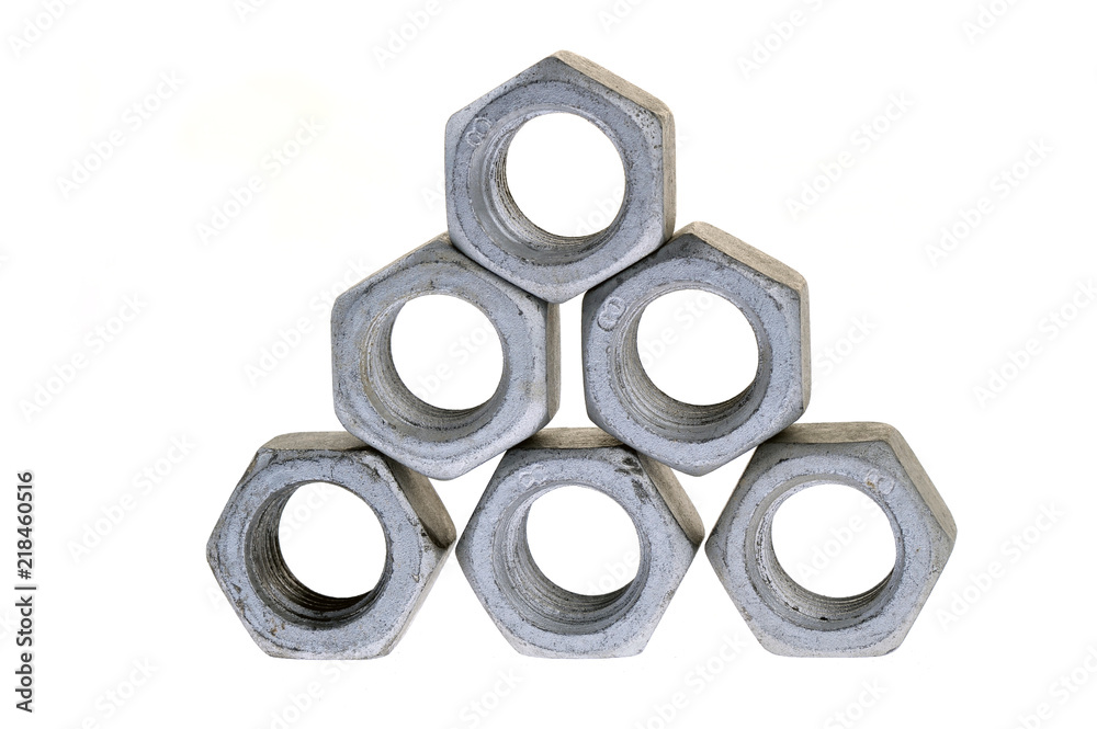Bolt and nut, isolated on a white background Bolt and nut, isolated on a white background