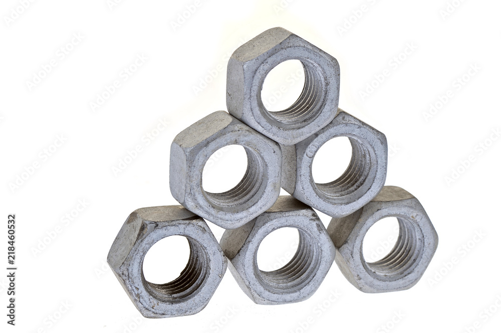 Bolt and nut, isolated on a white background Bolt and nut, isolated on a white background
