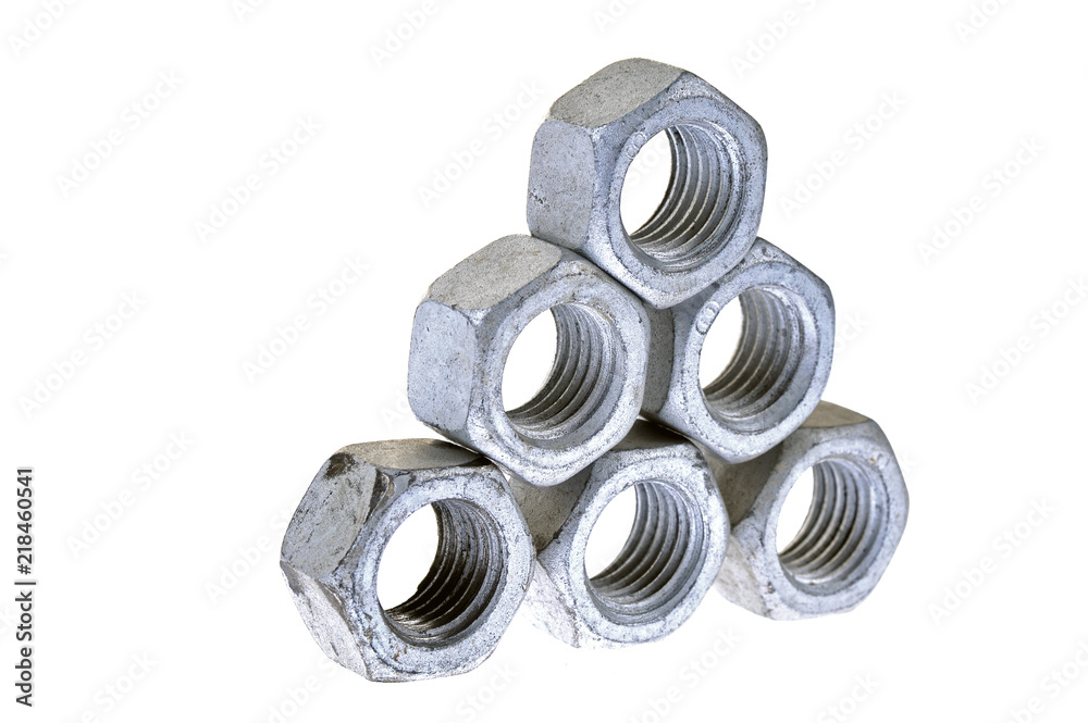 Bolt and nut, isolated on a white background Bolt and nut, isolated on a white background