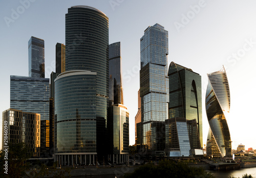 Moscow International Business Center (Moscow-city) at sunrise. View from the embankment of Taras Shevchenko photo