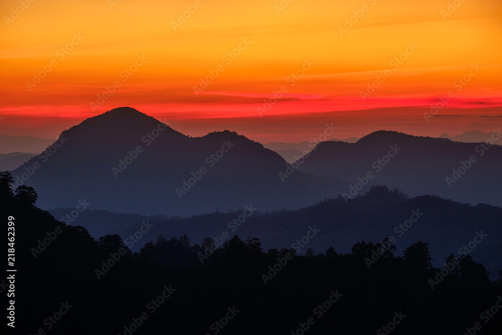 Beautiful sunset colorful sky on mountain