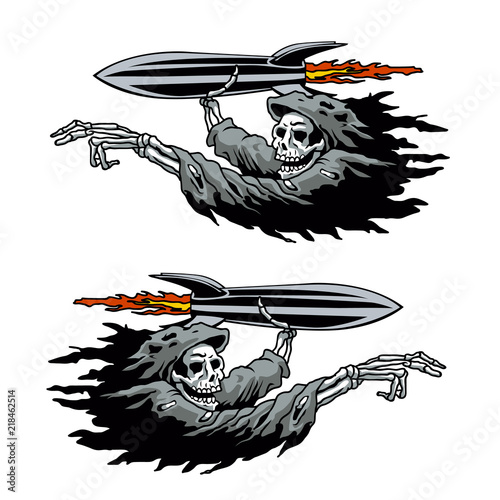 Grim Reaper launching missile.vector illustration.
