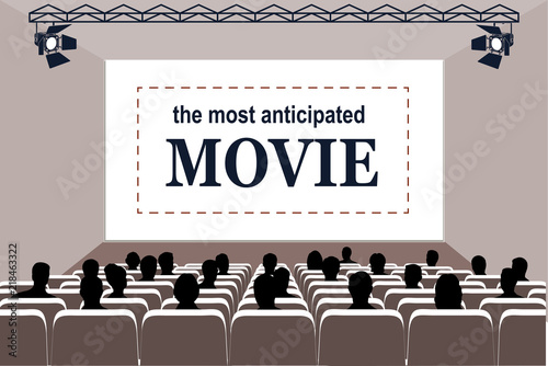 People in the cinema hall vector illustration.