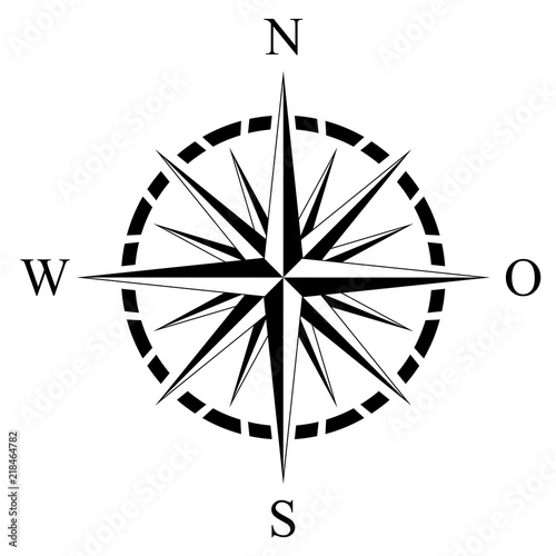 Kompass Rose Vektor mit der deutscher Osten Bezeichnung auf einem isolierten weißen Hintergrund.