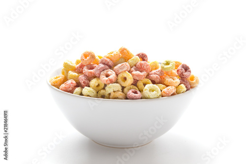 Colorful Maize,Wheat,Barley cereal in a bowl isolated on white background.