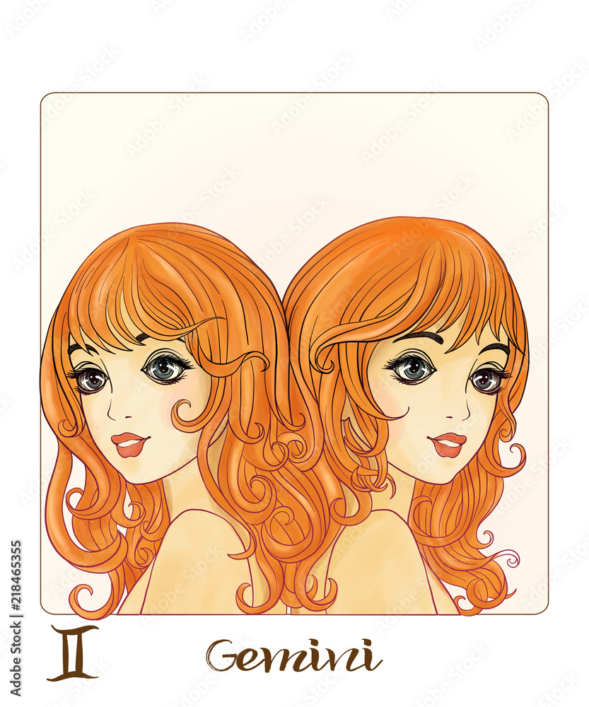 Gemini. A young beautiful girl In the form of one of the signs of the zodiac. Gemini. A young beautiful girl In the form of one of the signs of the zodiac.