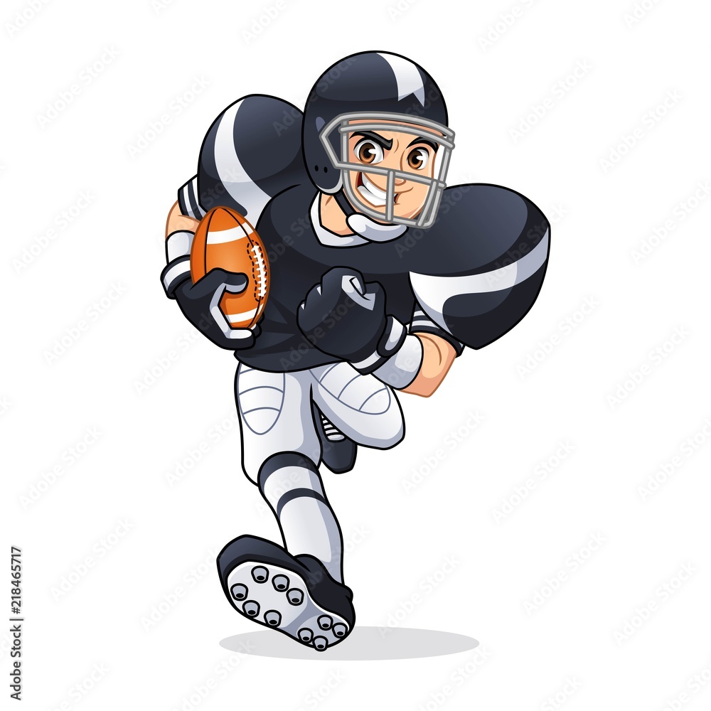 American Football Player Running Cartoon Character Design Vector