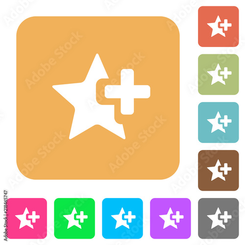 Add star rounded square flat icons