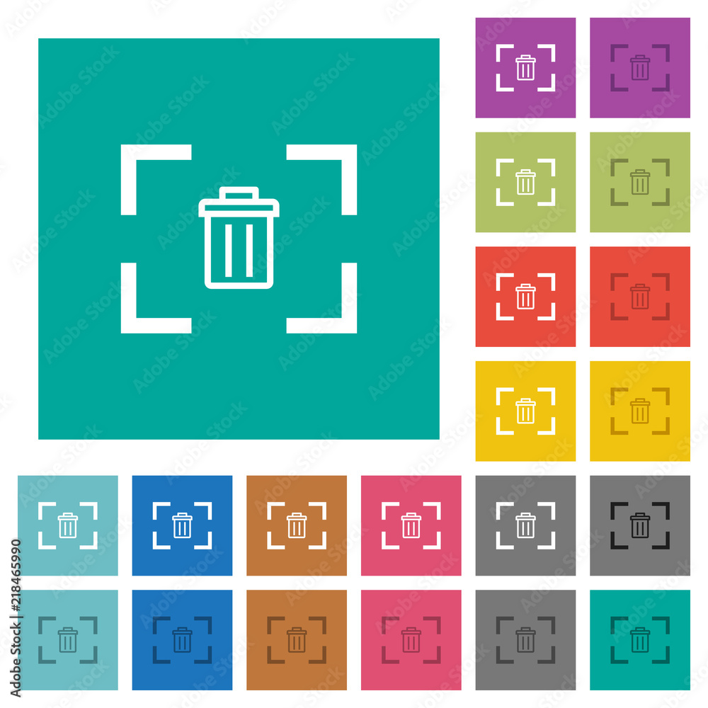 Delete image from camera square flat multi colored icons Delete image from camera square flat multi colored icons