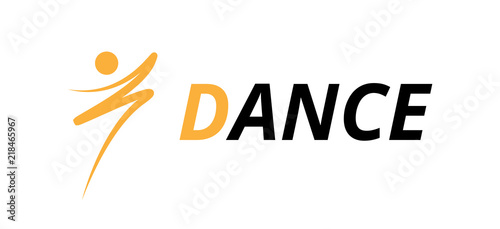 Dance fitness logo design, icon drawing orange