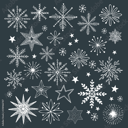 Set of hand drawn snoflakes. Vector illustration. Isolated. Christmas design. photo