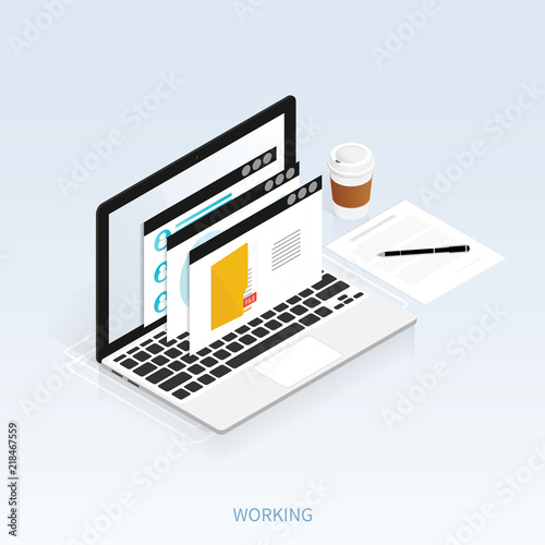  You've got mail,isometric Email laptop notifications vector