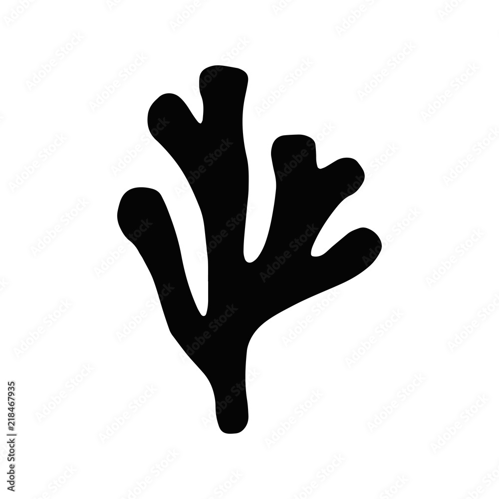 seaweed in isolation. sea plant silhouette seaweed in isolation. sea plant silhouette