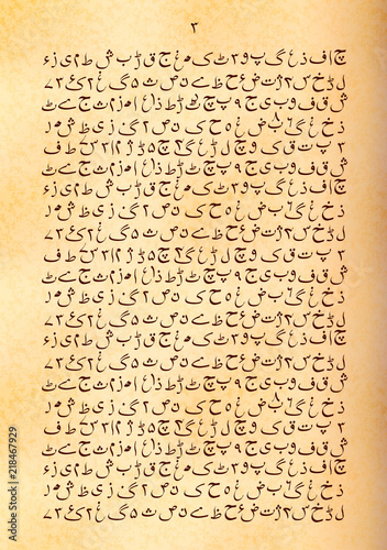 Old page from ancient manuscript on urdu without any sense