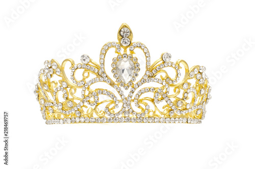 gold crown with diamonds isolated on white