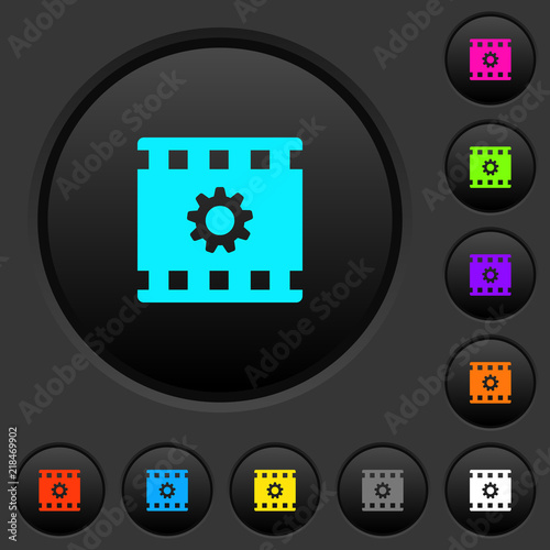 Movie settings dark push buttons with color icons
