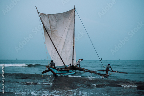 Fishermen at dawn in Asia