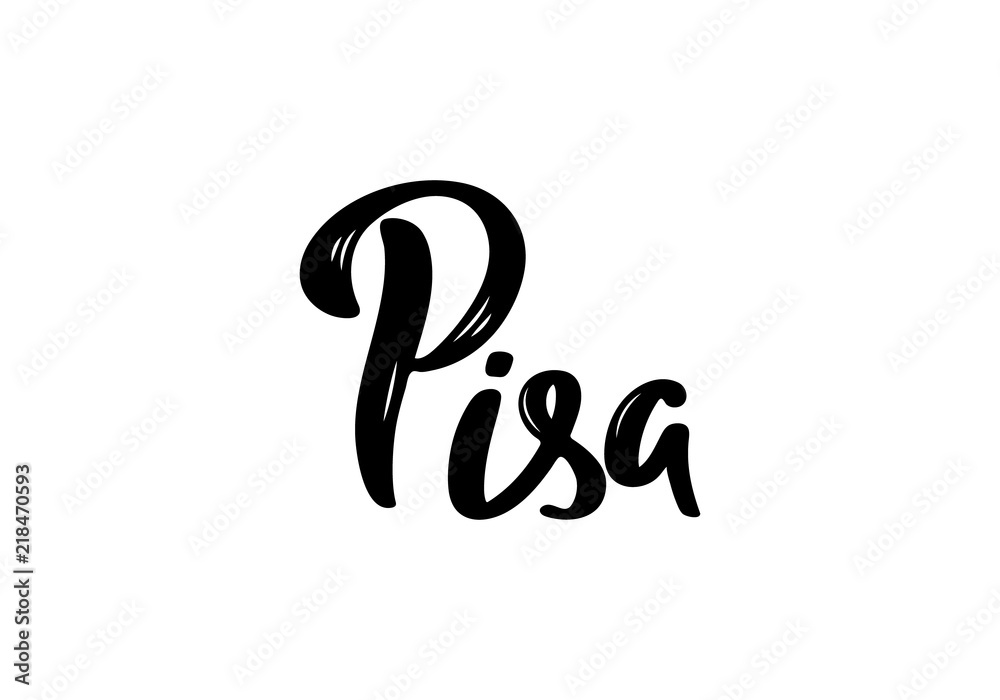 Pisa handwritten calligraphy name of Italy city. Hand drawn brush calligraphy. Vector Design Template. Pisa handwritten calligraphy name of Italy city. Hand drawn brush calligraphy. Vector Design Template.