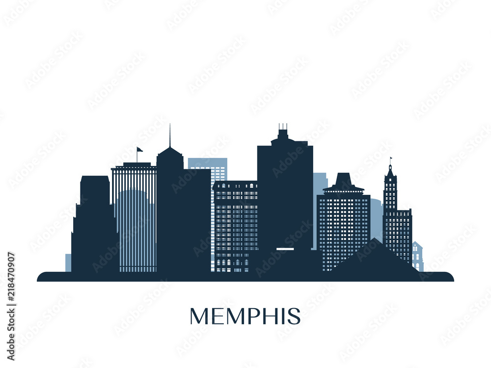 Memphis skyline, monochrome silhouette. Vector illustration. Memphis skyline, monochrome silhouette. Vector illustration.