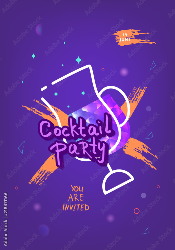 Cocktail party template. Vector illustration. Cocktail party template. Vector illustration.