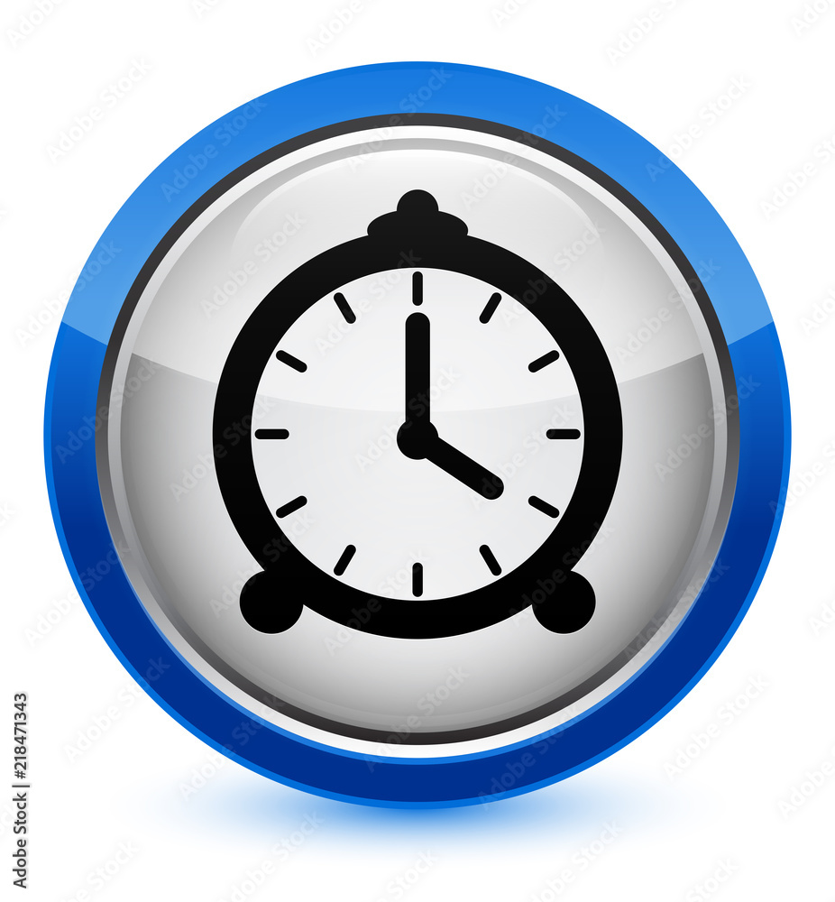 Alarm clock icon crystal blue round button Alarm clock icon crystal blue round button