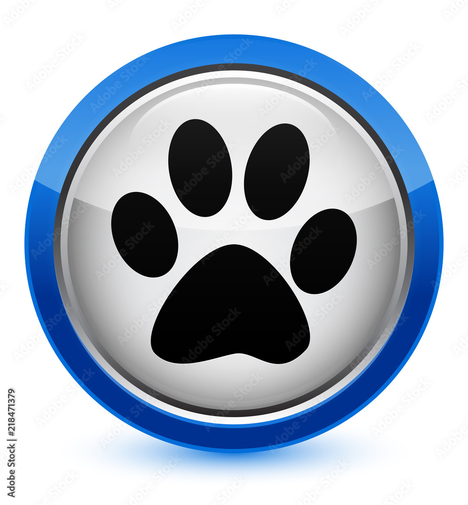 Animal footprint icon crystal blue round button
