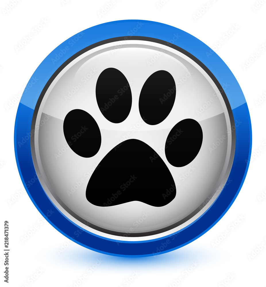 Animal footprint icon crystal blue round button Animal footprint icon crystal blue round button