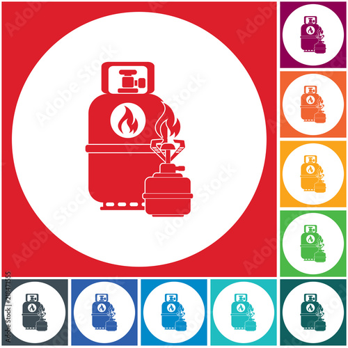 Camping stove with gas bottle icon