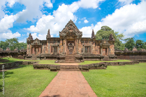 The public place is PRASAT MUANG TAM is historic and ancient castle of generality in Buriram province Thailand and a kind of Khmer architect art decorated in the Buddhist temple,pavilion,temple hall