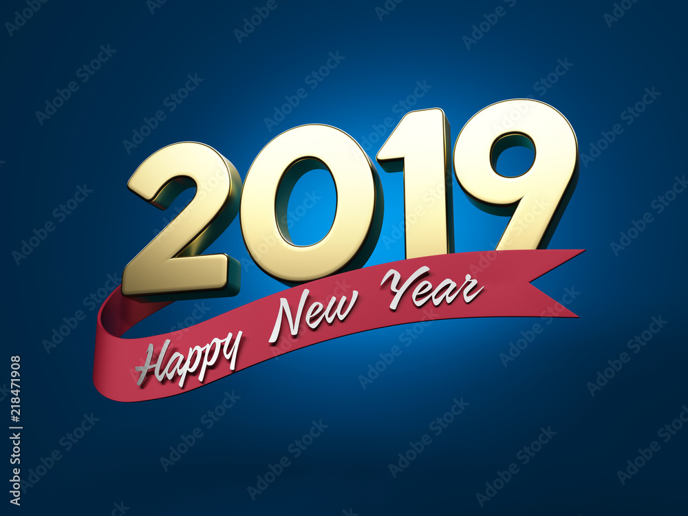 New Year 2019 Creative Design Concept - 3D Rendered Image
